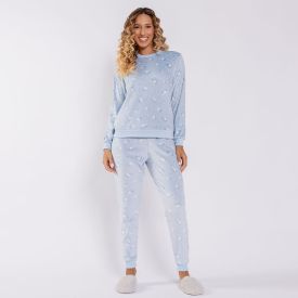 Pijama Feminino Longo Em Plush Camila Moretti Estampado