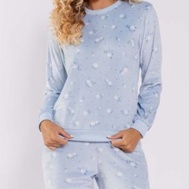 Pijama Feminino Longo Em Plush Camila Moretti Estampado