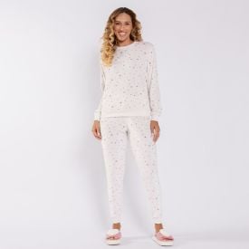 Pijama Feminino Longo Em Plush Estrela Camila Moretti Estampado