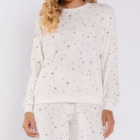 Pijama Feminino Longo Em Plush Estrela Camila Moretti Estampado