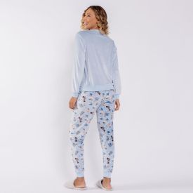 Pijama Feminino Longo Em Plush Fabulous Camila Moretti Azul