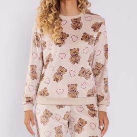 Pijama Feminino Longo Em Plush Ursinho Camila Moretti Estampado