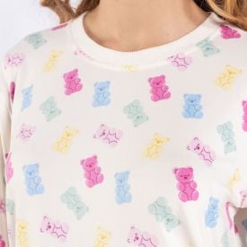 Pijama Feminino Longo Peletizado Camila Moretti Off White