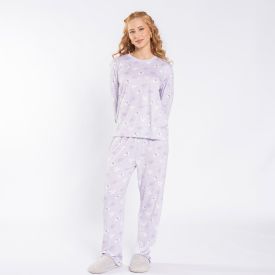 Pijama Feminino Longo Peletizado Camila Moretti Azul Camarada