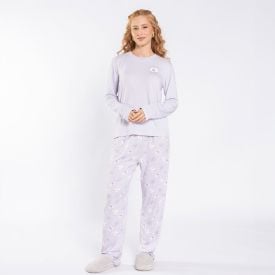 Pijama Feminino Longo Peletizado Camila Moretti Azul Camarada