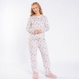 Pijama Feminino Longo Peletizado Camila Moretti Rosa Geranio