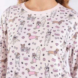 Pijama Feminino Longo Peletizado Camila Moretti Rosa Geranio