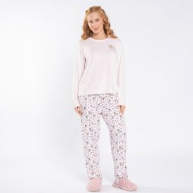 Pijama Feminino Longo Peletizado Camila Moretti Rosa Geranio