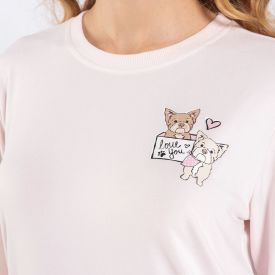 Pijama Feminino Longo Peletizado Camila Moretti Rosa Geranio