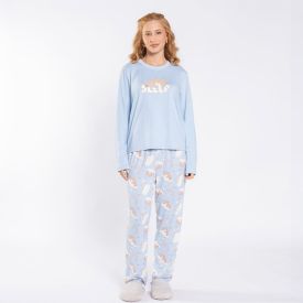 Pijama Feminino Longo Peletizado Camila Moretti Azul Claro