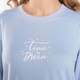 Pijama Feminino Longo Poá Camila Moretti Azul Areado