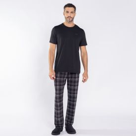Pijama Masculino Calça e Manga Curta Marc Alain Preto