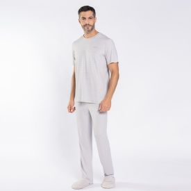 Pijama Masculino Calça e Manga Curta Marc Alain Cinza