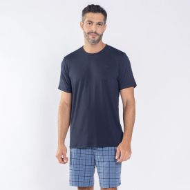 Pijama Masculino Curto Peletizado Marc Alain Azul