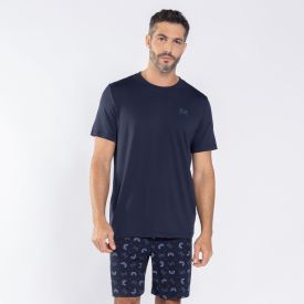 Pijama Masculino Curto Peletizado Marc Alain Azul