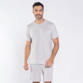 Pijama Masculino Curto Peletizado Marc Alain Cinza