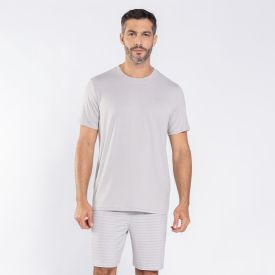 Pijama Masculino Curto Peletizado Marc Alain Cinza