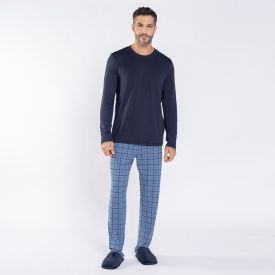 Pijama Masculino Longo Peletizado Marc Alain Azul
