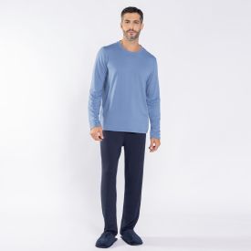 Pijama Masculino Longo Peletizado Marc Alain Azul