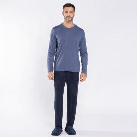 Pijama Masculino Longo Peletizado Marc Alain Azul