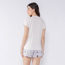 Pijama Mickey Feminino Curto Disney Branco