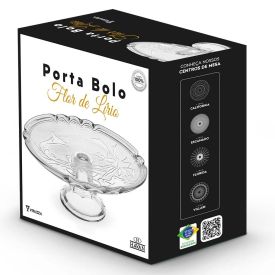 Porta Bolo Lirio Com Pé Natural Vitazza 32Cm