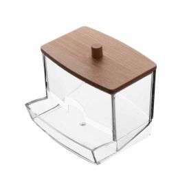 Porta Cotonete Retangular Com Tampa De Bambu My Box - Lyor