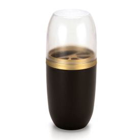 Porta Escova Dental com Tampa Arthi - Preto/Dourado 
