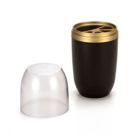 Porta Escova Dental com Tampa Arthi - Preto/Dourado 