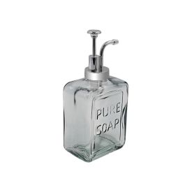 Porta Sabonete Líquido de Vidro Quadrado Havan Casa 570 ml - Cinza Translucido