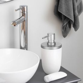 Porta Sabonete Líquido Aço Escovado Arthi 500Ml - Branco