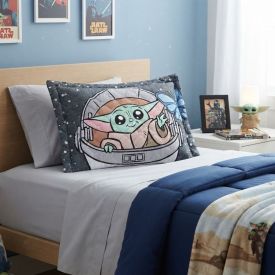 Porta Travesseiro Infantil Estampado Disney Hedrons - Baby Yoda Nave