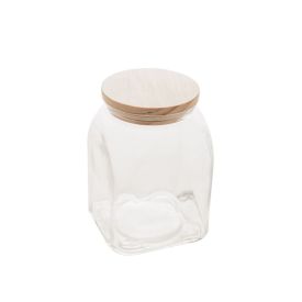 Pote De Vidro Com Tampa De Bambu Lyor 1 Litro - Transparente