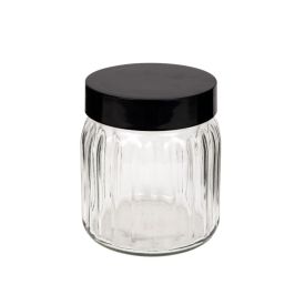 Pote De Vidro Com Tampa Preta Havan Casa 1 Litro - Transparente