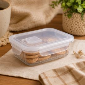 Pote de Vidro Hermético Retangular Canelado Havan Casa 370Ml - Transparente