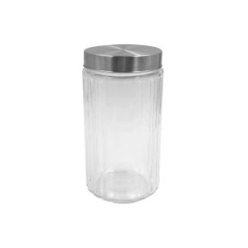 Pote De Vidro Listras Relevo Com Tampa Inox 1,7 Litros - Havan Casa