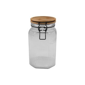 Pote Hermético Com Tampa De Bambu 1,5 Litro Havan Casa - Vidro