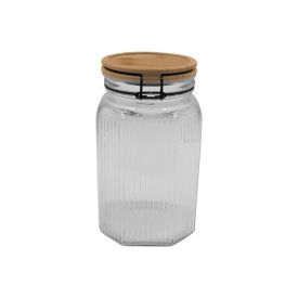 Pote Hermético Com Tampa De Bambu 1,5 Litro Havan Casa - Vidro