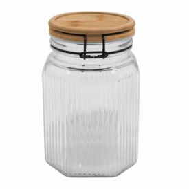 Pote Hermético Com Tampa De Bambu 1 Litro Havan Casa - Vidro