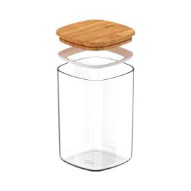 Pote Hermético Keep Ou 1L - Transparente e Bambu