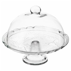 Prato de Bolo com Pé Flor de Lirio Vitazza 32Cm - Vidro
