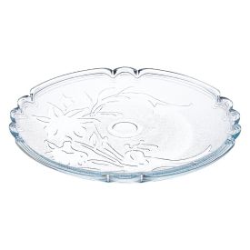 Prato de Bolo Flor de Lirio Natural 32Cm - Vidro