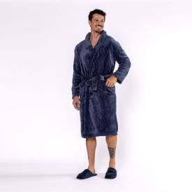 Roupão m Microfibra Masculino Marc Alain - Azul Profundo