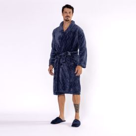 Roupão m Microfibra Masculino Marc Alain - Azul Profundo