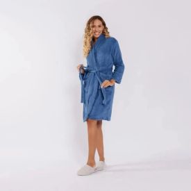 Roupão Adulto P Microfibra Paris Havan Casa - Azul Atlântico