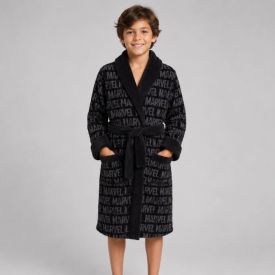 Roupão Infantil m Microfibra Disney - Marvel Black