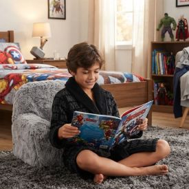Roupão Infantil m Microfibra Disney - Marvel Black