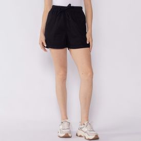 Short Feminino Em Sarja Patricia Foster Preto