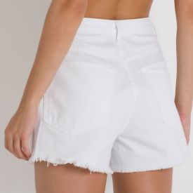 Shorts Sarja Com Puídos Patrícia Foster Branco