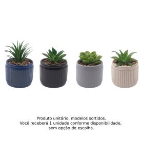 Suculenta Artificial com Vaso de Cerâmica 9Cm Havan Casa - Sortido
